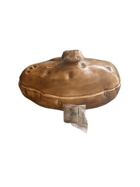 Handcrafted Brown Ceramic Decorative Lidded Jar Potato shape
